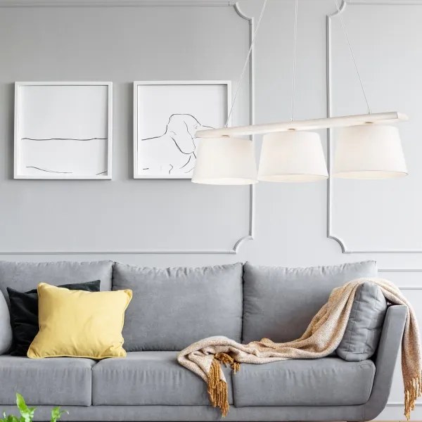 Lustru pe cablu AIDA 3xE27/60W/230V stejar/alb