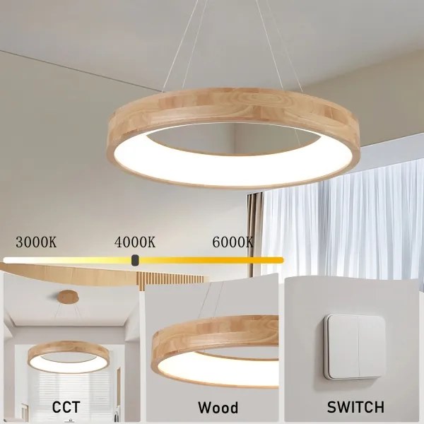 Brilagi - Lustră LED suspendată pe cablu FALCON WOOD, LED/40W/230V, 3000/4000/6000K, 60 cm, lemn