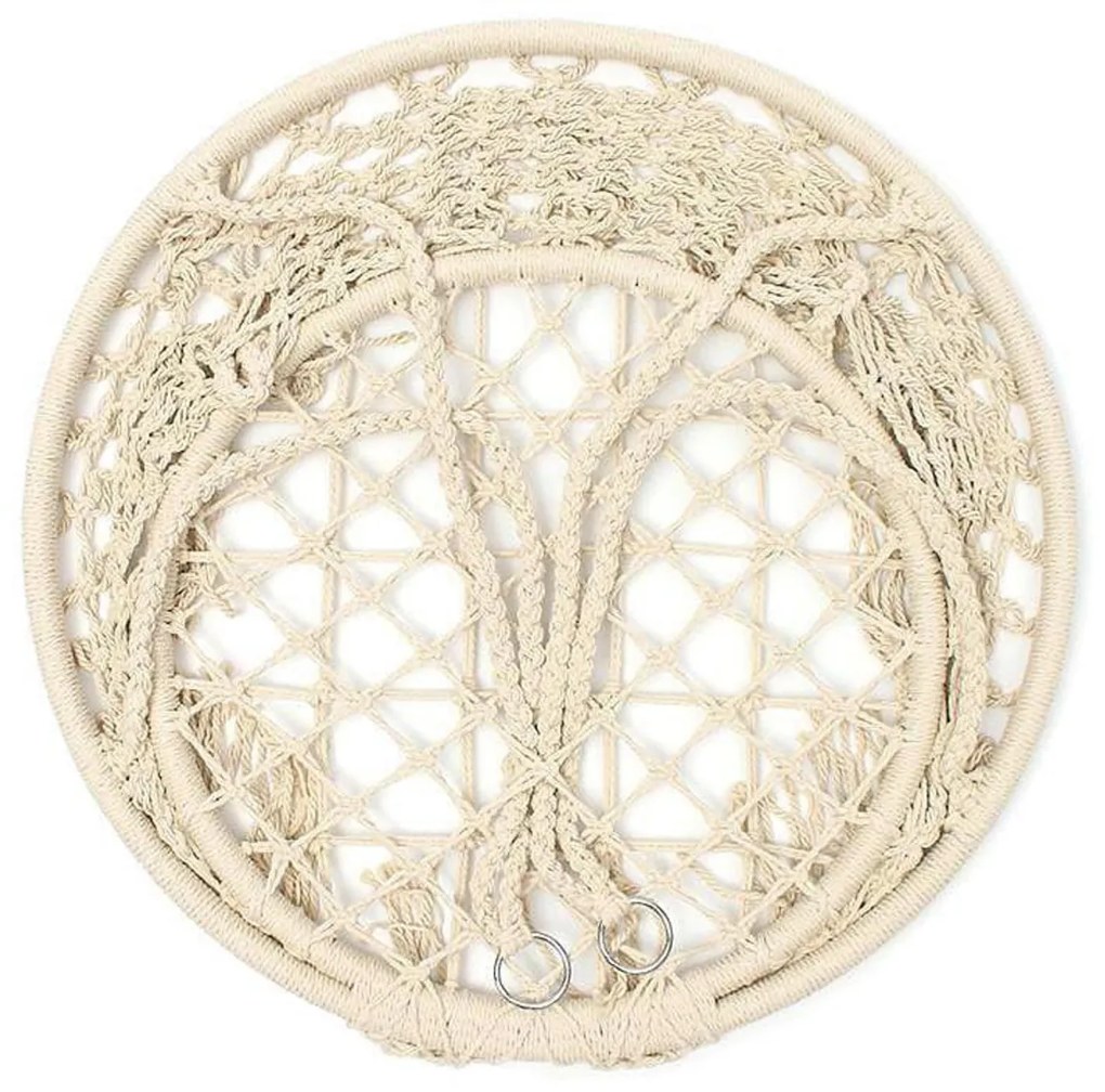 Scaun Rotund Suspendat tip Leagan Pentru Casa sau Gradina HOUSEXL™ ROUND COZY NEST, Cu Franjuri, 120 Kg, Bej