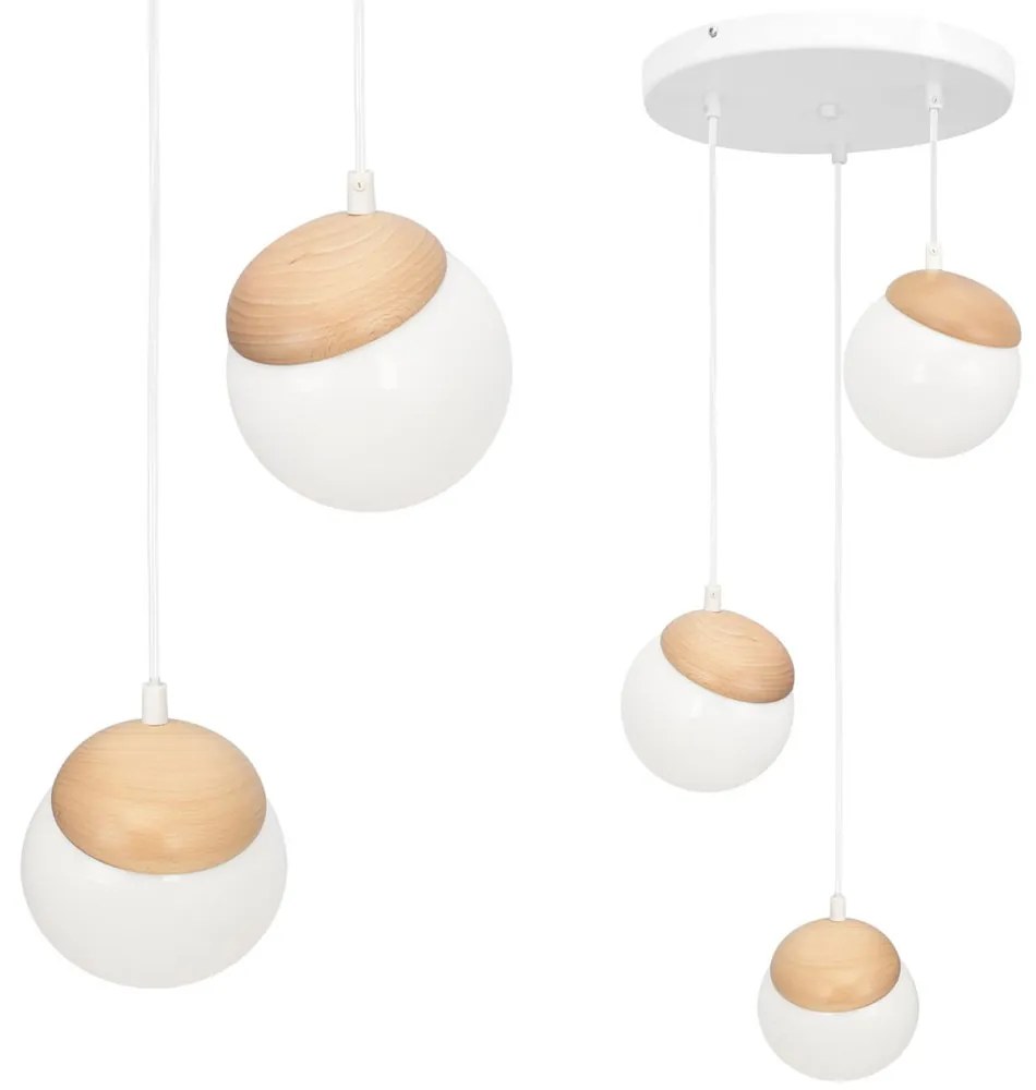 Suspensie SFERA WOOD Milagro Modern, E14, Alb, MLP5425, Polonia