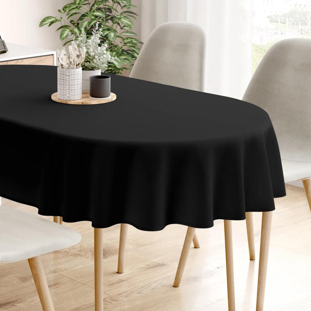 Goldea față de masă decorativă  loneta - negru - ovală 140 x 180 cm