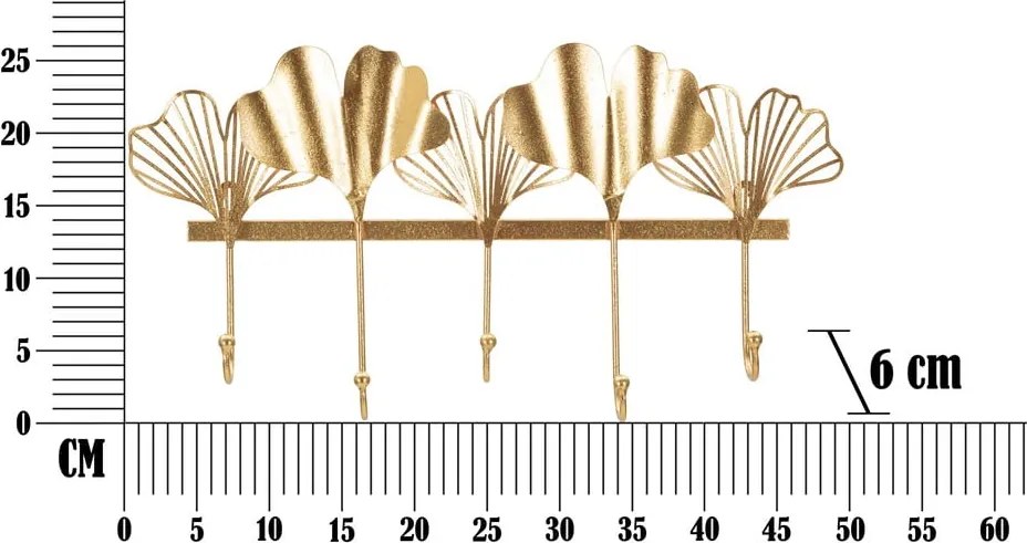 Cuier de perete din metal de culoare aurie Leaves - Mauro Ferretti
