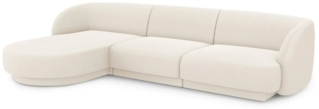 Coltar stanga 4 locuri, Miley, Micadoni Home, BL, 259x155x74 cm, poliester Boucle, bej