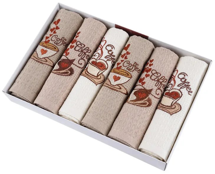 Set prosoape bucătărie vafelă CAFEA 40 x 60 cm 6 buc