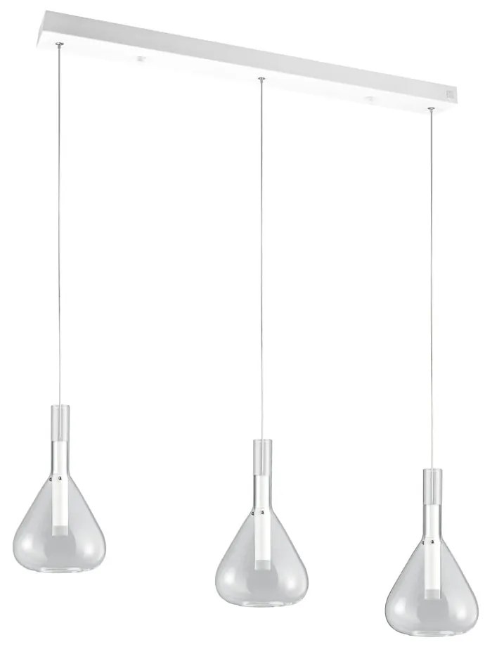 Lustră albă LED cu abajur din sticlă Cipera – CINQUE