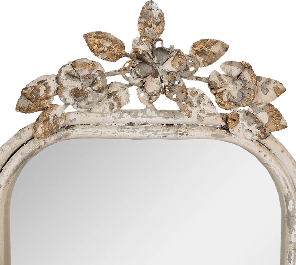 Oglinda de masa, bej, din metal, cu aspect vintage, 25x6x48 cm