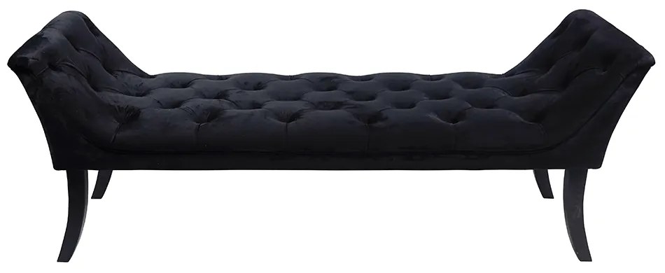 Bancă de design, ţesătură de catifea neagră / lemn, HEMY TYP 1