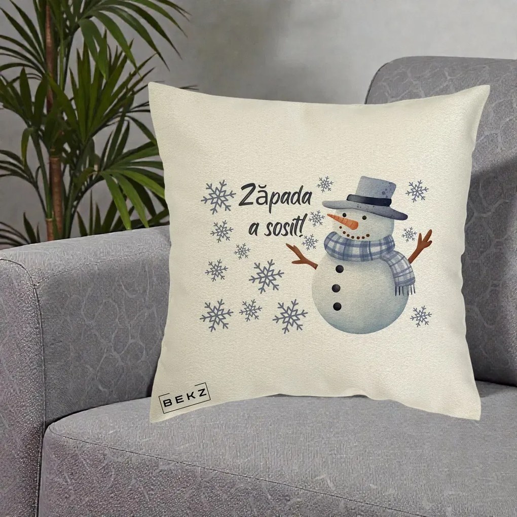 Perna Decorativa Zapada a Sosit Om de Zapada, 40x40 cm, Ecru, Husa Detasabila, Perna Inclusa, BEKZ®