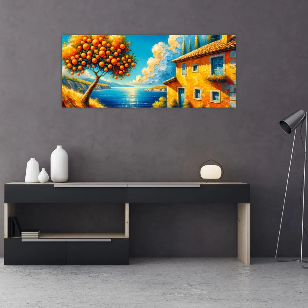 Tablou - Casă cu portocale II. (120x50 cm)