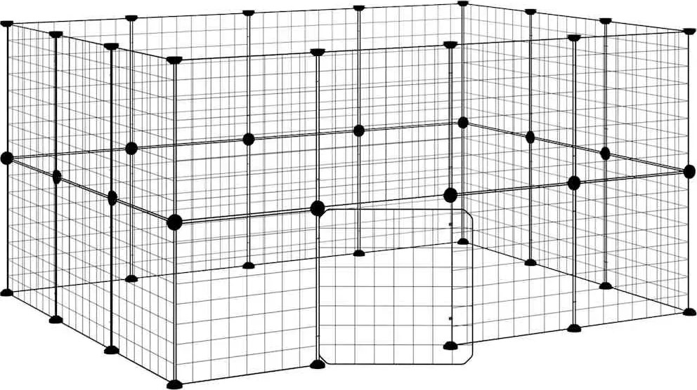 vidaXL Cușcă animale de companie cu ușă 28 panouri negru 35x35 cm oțel