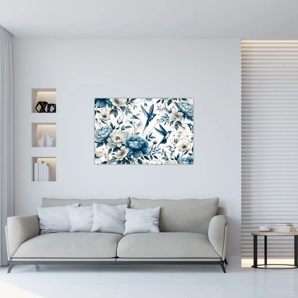 Tablou - Colibri cu flori (90x60 cm)