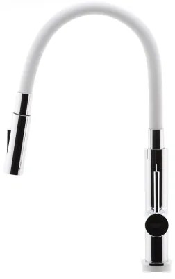 Baterie de chiuvetă cu pipă flexibilă FERRO crom lucios/alb