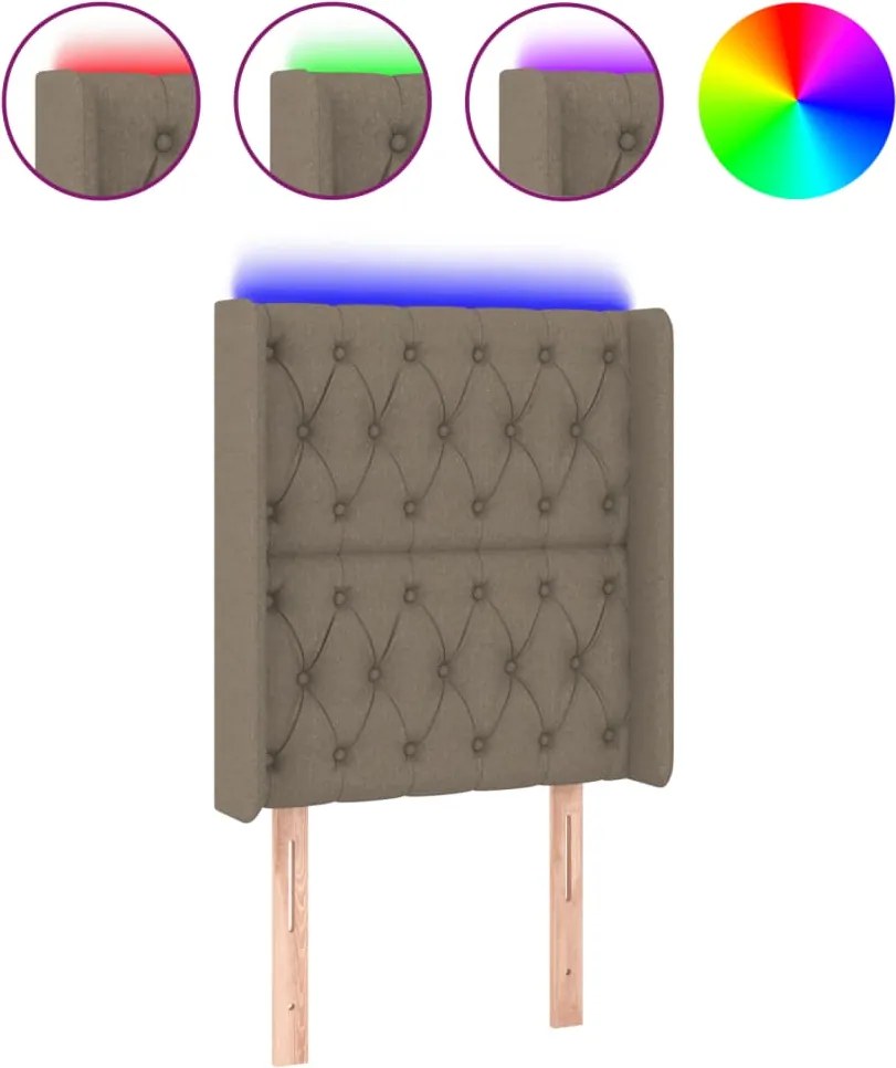 vidaXL Tăblie de pat cu LED, gri taupe, 83x16x118/128 cm, textil