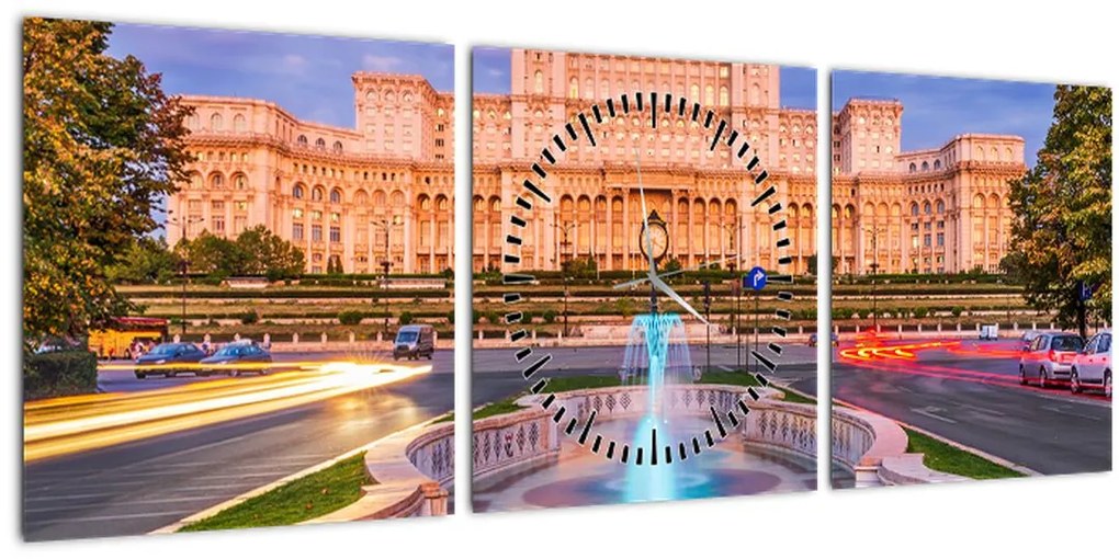 Tablou - București, România (cu ceas) (90x30 cm)