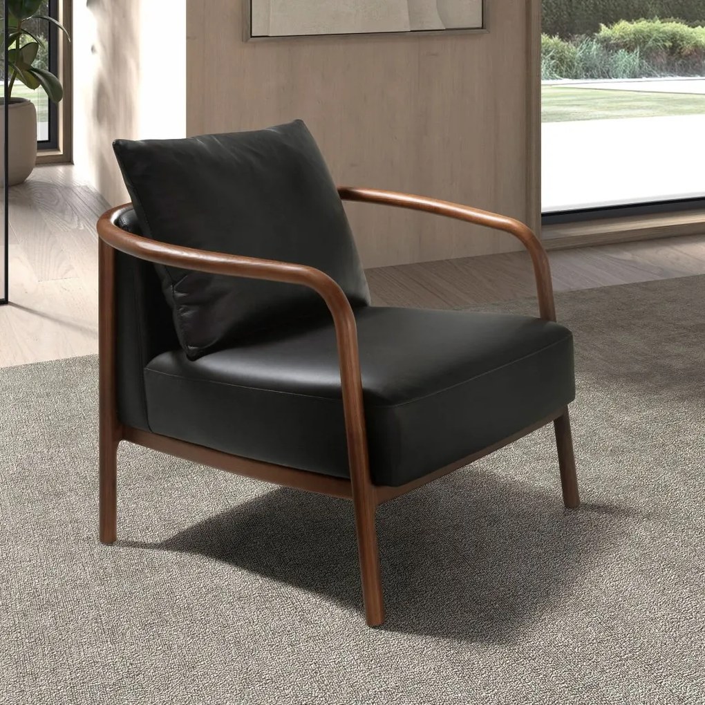 Fotoliu LUX design italian, Piele Naturala, Black