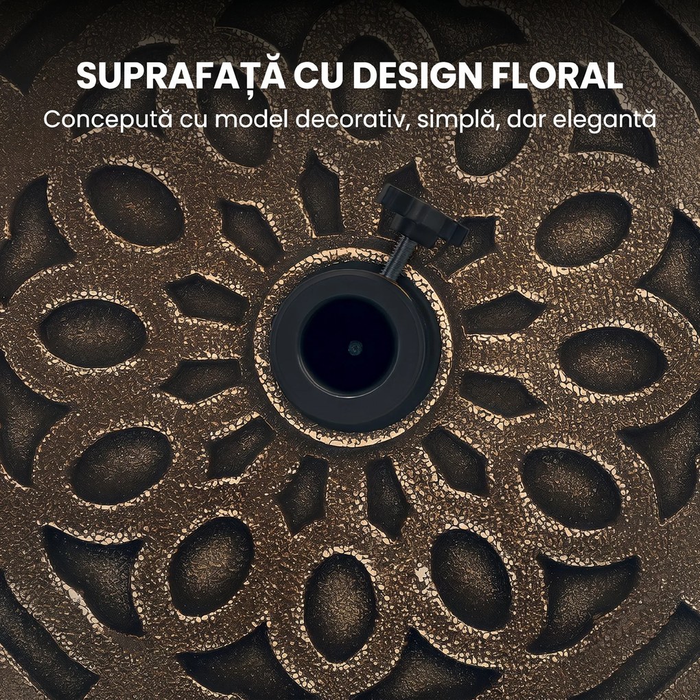 Outsunny Bază Rotundă pentru Umbrelă de Terasă cu Roți, Bază din Rășină de 21 kg, Suport Robust pentru Stâlpi de 3,3/3,8/4,8 cm pentru Exterior, Grădină, Marginea Piscinei, Bronz | Aosom Romania