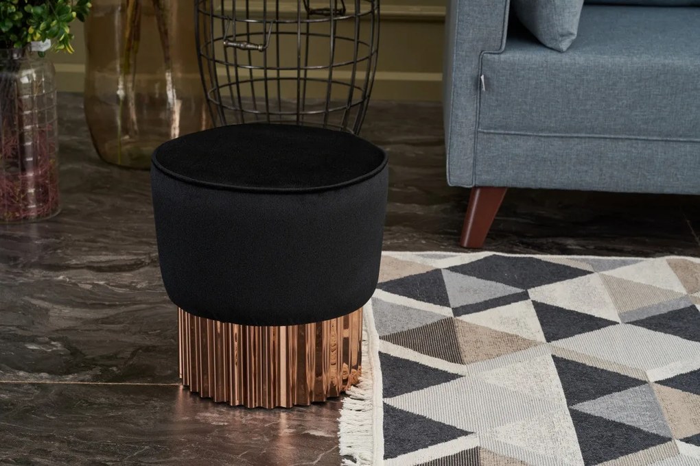 Puf Living Puf-Black Negru Bronz