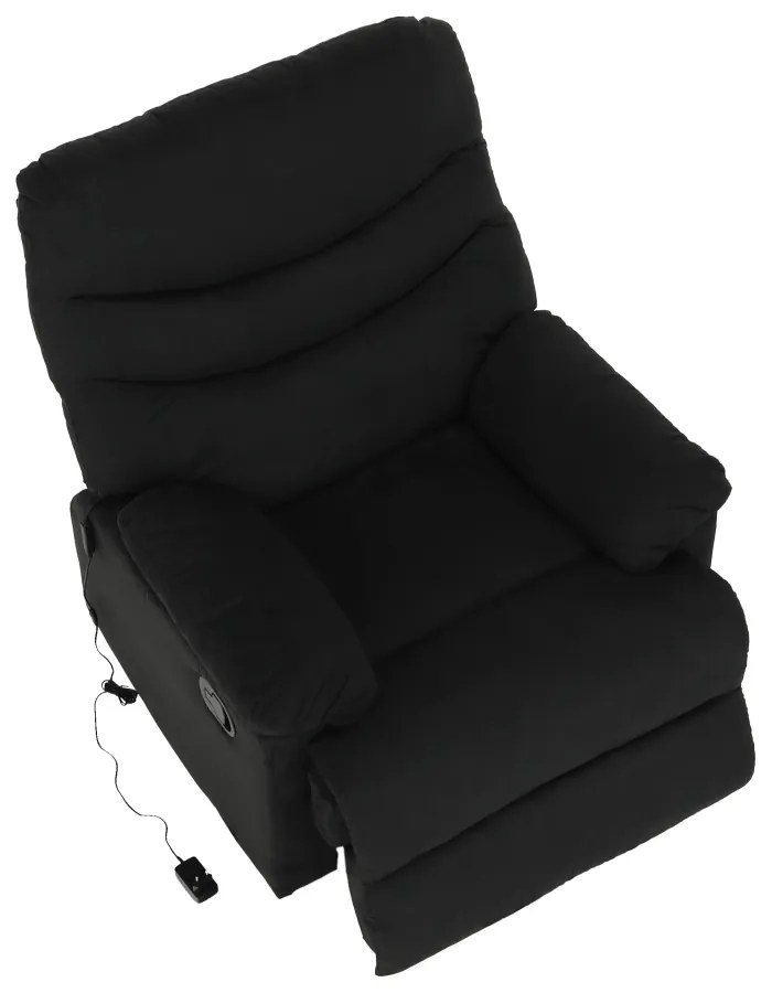 Fotoliu reglabil masaj, material textil catifea negru, LAMBERT