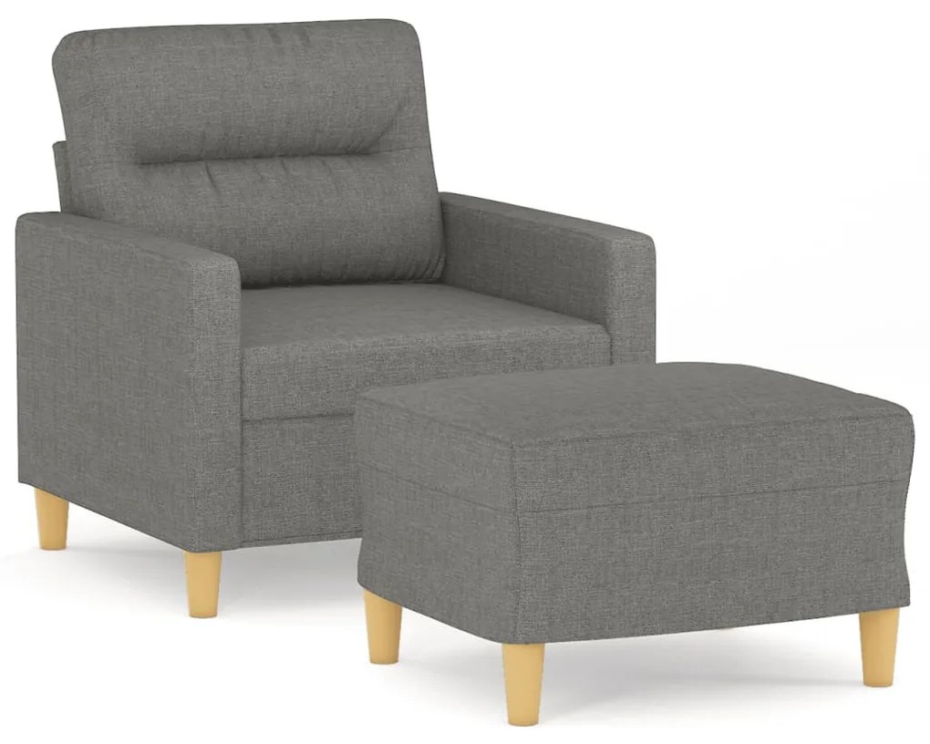 3153414 vidaXL Fotoliu canapea cu taburet, gri închis, 60 cm, textil