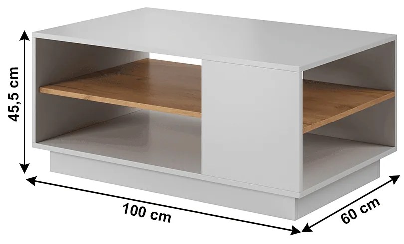 Masă de cafea Trelop (alb + stejar craft auriu). 1033957