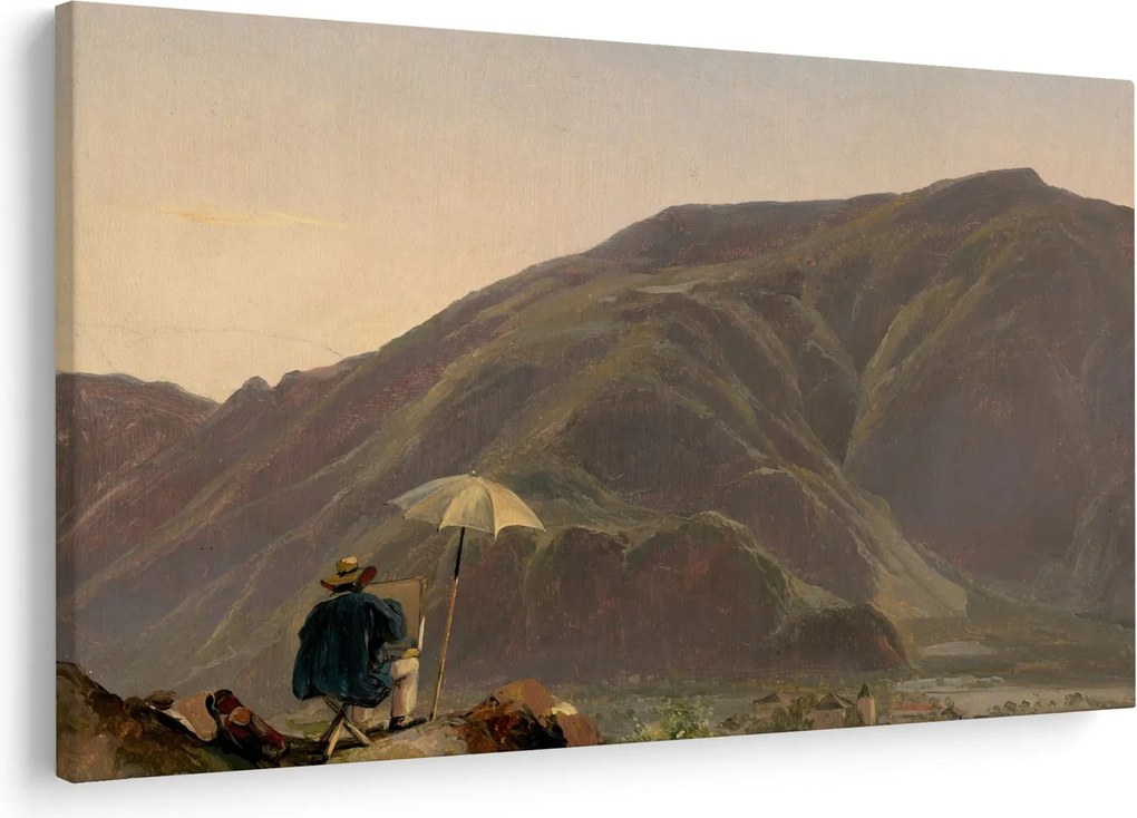 Tablou - Jules Coignet, View of Bozen with a Painter, reproducere (90x60 cm)