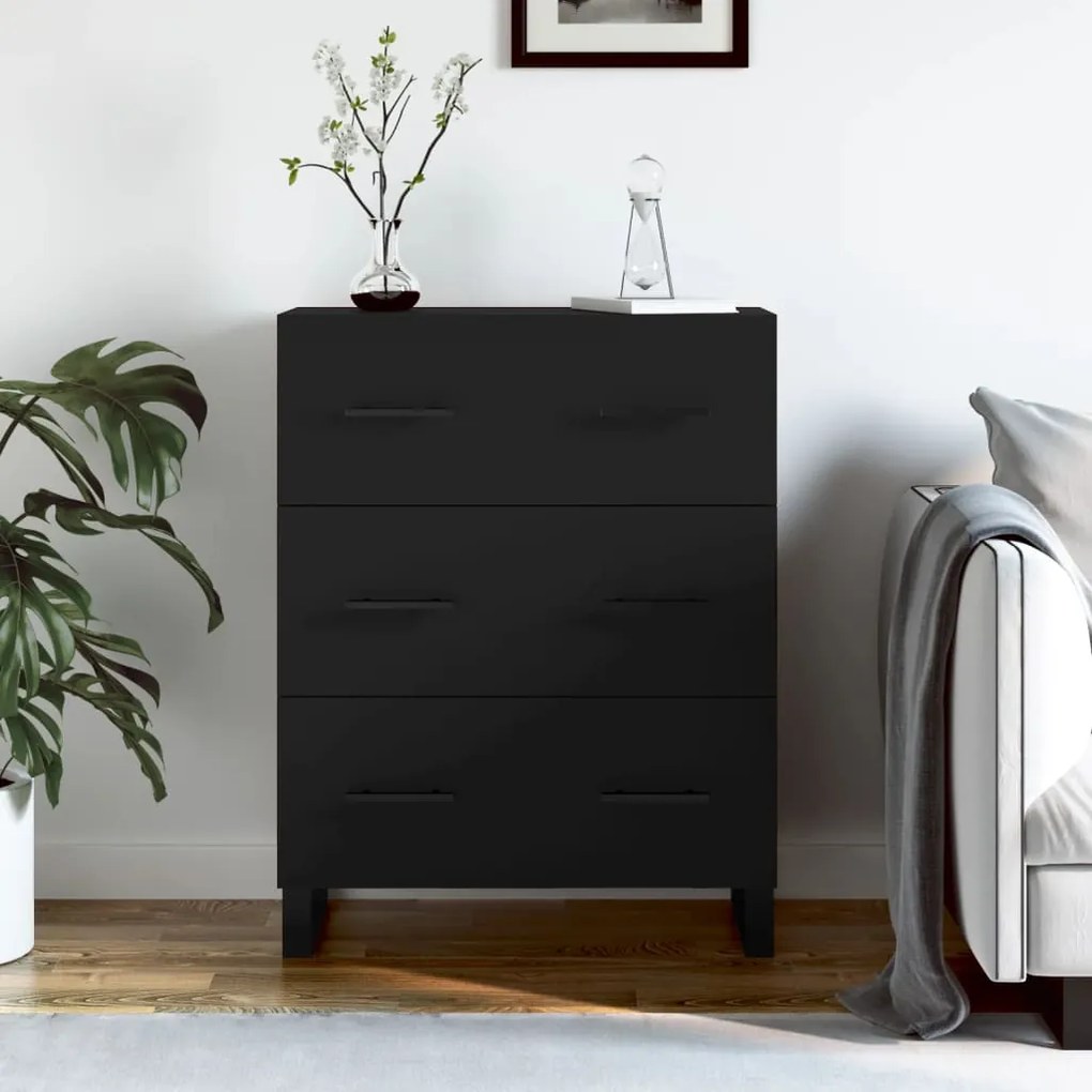 827877 vidaXL Servantă, negru, 69,5x34x90 cm, lemn compozit