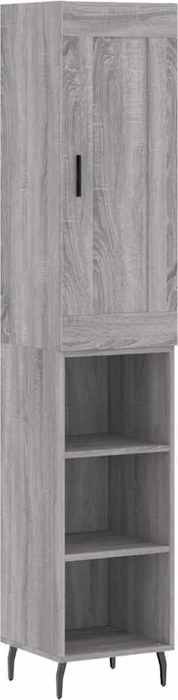 vidaXL Dulap înalt, gri sonoma, 34,5x34x180 cm, lemn prelucrat