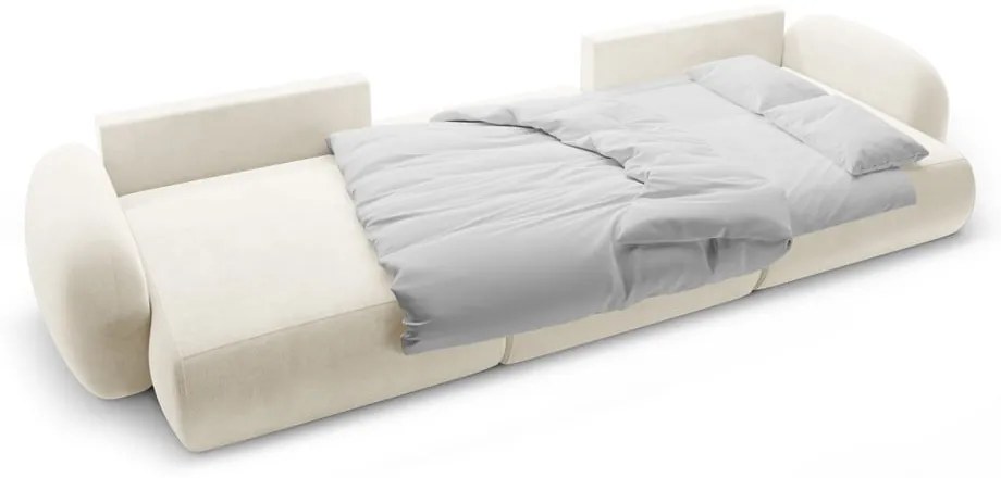 Colțar crem extensibil/cu spațiu de depozitare cu tapițerie din catifea (în formă de "U") Tonale – Cosmopolitan Design