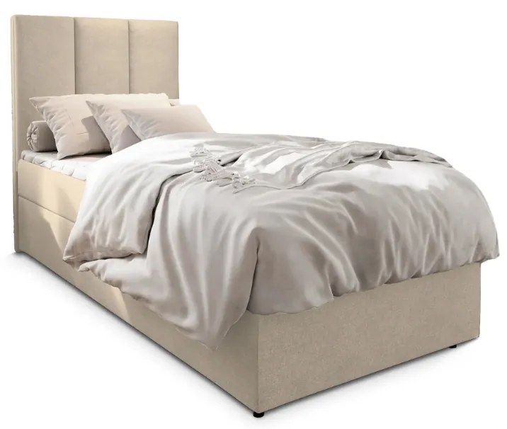 Pat tapitat boxspring MERALIS 100x200 cm bej Saltea: Matrace Bonell pružinová