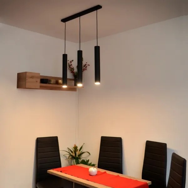 Lustră LED pe cablu TUBA 3xGU10/4,8W/230V neagră