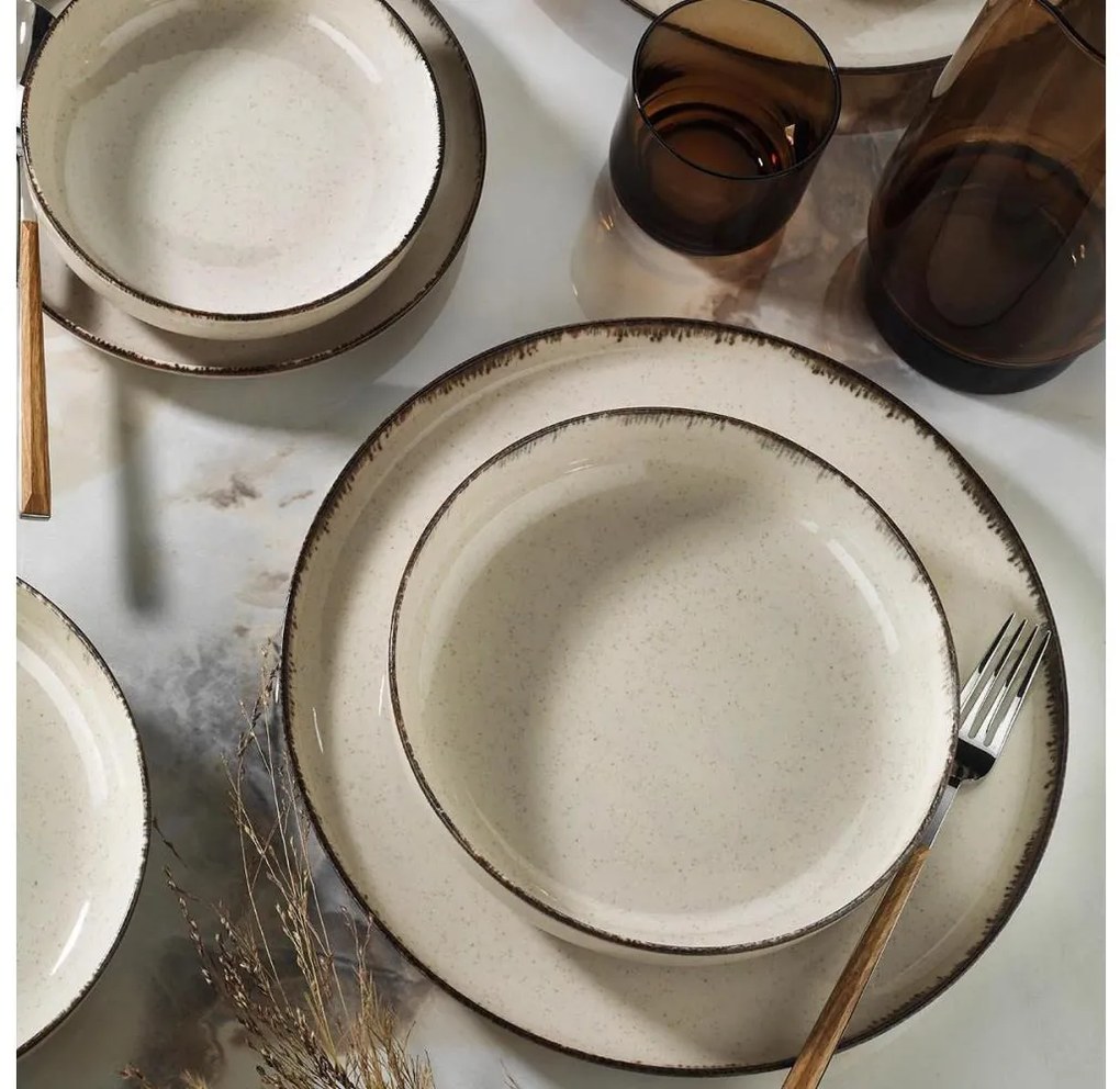 Set de veselă, 16 piese, bej/porțelan