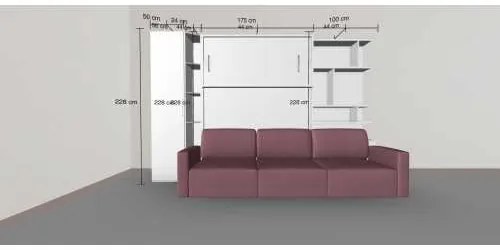 Set pat rabatabil dublu 160X200 cu somiera, canapea 3 locuri, biblioteci si dulap 50 cm - ROYAL XL 160 BOOKCASE&SMALL WARDROBE SET(160X200)