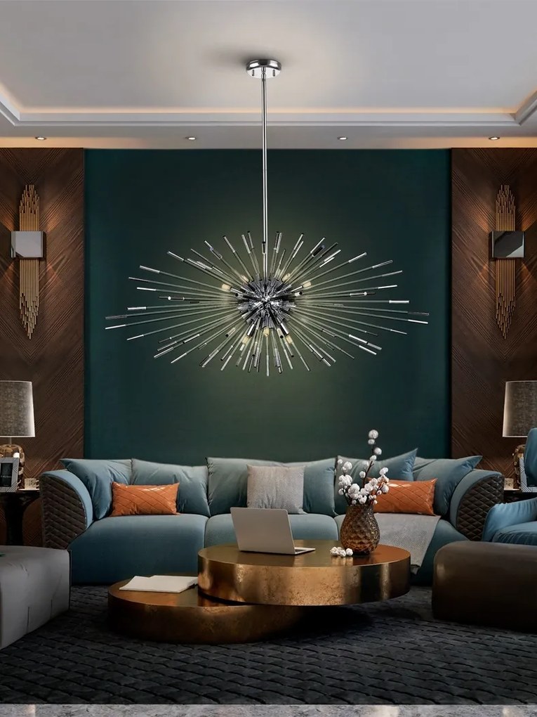Lustra LED cu telecomanda design ultra-modern Evasion crom SV-381628D