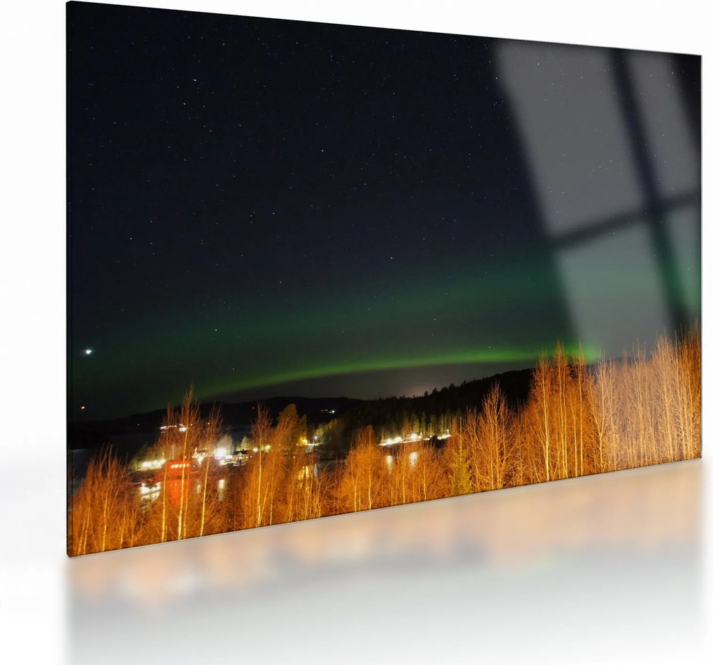 Tablou pe sticlă cu aurora borealis (70x50 cm)
