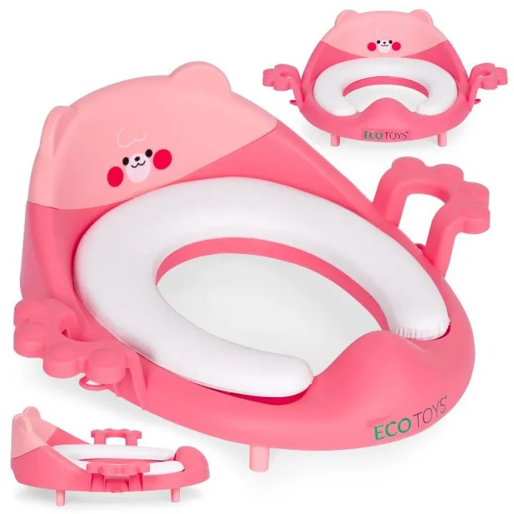 Scaun de toaletă cu urechi și pernă moale roz