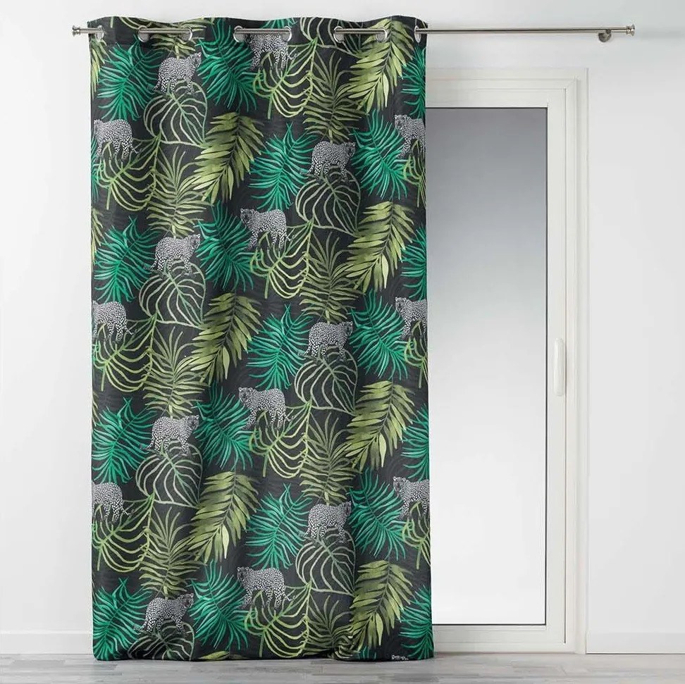 Draperie verde scandinavă pentru cercuri TROPICAL 140 x 260 cm