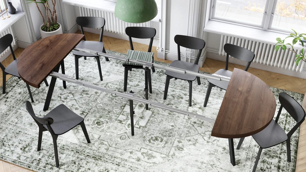 Mazzoni EXPANSO Stejar Maro/picioare negre - MASĂ MARE ROTUNDĂ Ø110 EXTENSIBILĂ PÂNĂ LA 310 cm CU PICIOARE Y LOFT/INDUSTRIALĂ