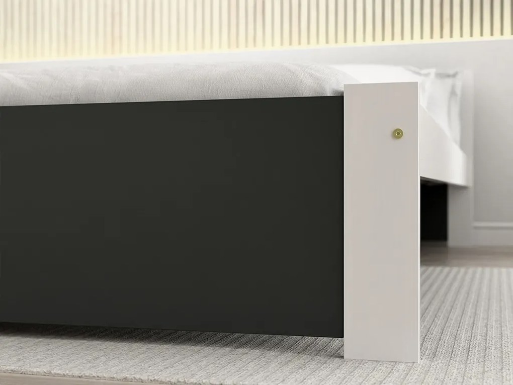 Pat de o persoana IKAROS 120 x 200 cm, antracit/alb Saltele: Cu saltele Sommera 18 cm, Somiera pat: Cu lamele curbate