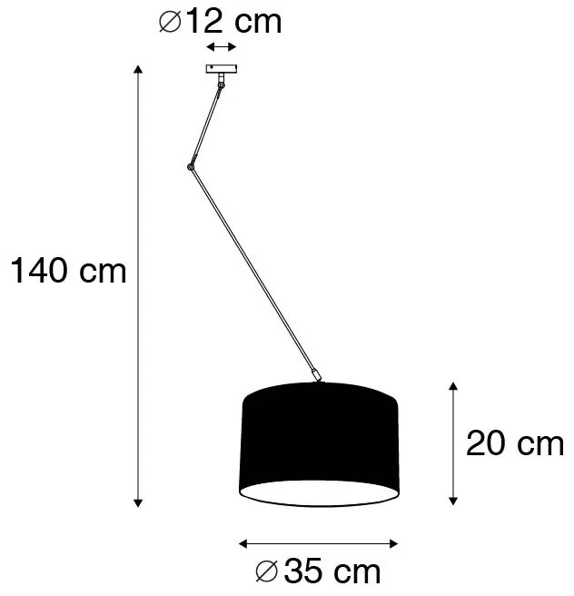 Lampă suspendată neagră cu abajur 35 cm verde reglabil - Blitz
