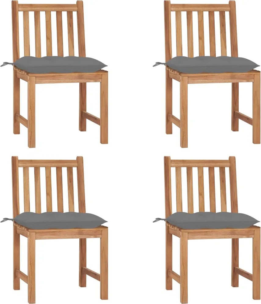 vidaXL Scaune de grădină cu perne, 4 buc., lemn masiv de tec