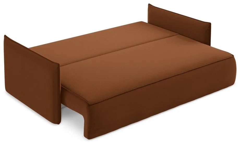 Canapea teracotă extensibilă/cu spațiu de depozitare cu tapițerie din catifea 225 cm Hula – Makamii