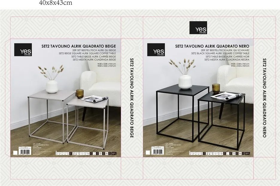 Măsuțe de cafea negre 2 buc. din metal 38x38 cm Alrik – Yes Everyday
