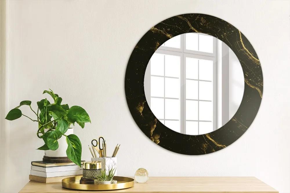 Oglinda cu decor rotunda Marmură neagră