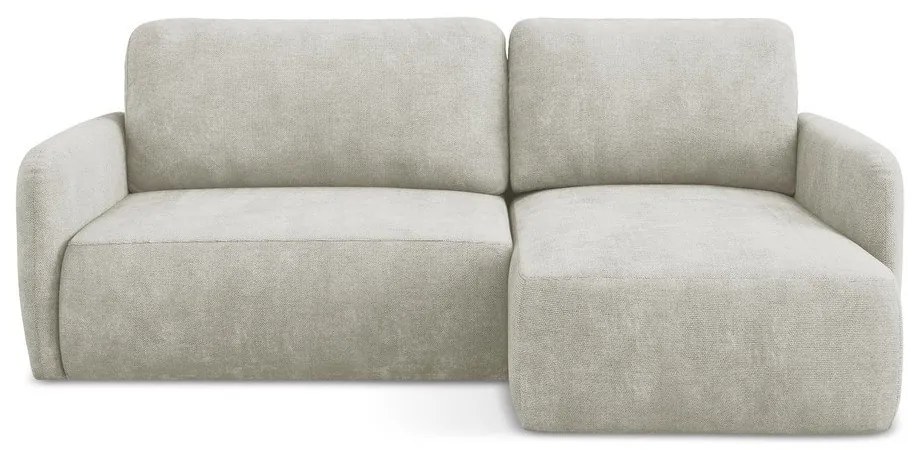 Colțar crem extensibil/cu spațiu de depozitare cu tapițerie din chenille (cu colț pe partea dreaptă/cu șezlong) Lilo – Makamii