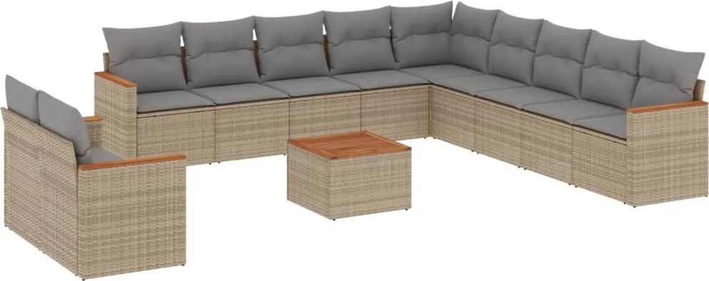 vidaXL Set canapele de grădină, 12 piese, cu perne, bej, poliratan