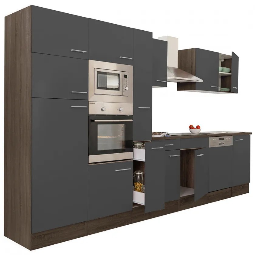 Mobilă de bucătărie Yorki 370, corp din stejar Yorki, cu față antracit satinat