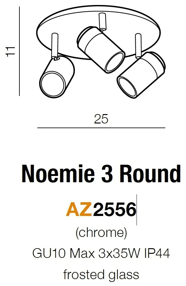 Plafoniera cu 3 Spoturi directionabile pentru baie NOEMIE Round