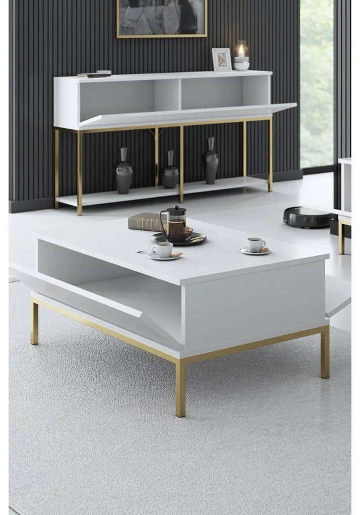 Măsuță de cafea Lord White and Gold