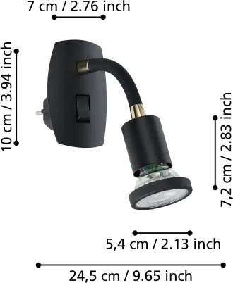 Eglo PARRINI 300912 - Lampă LED pentru priză, 1x GU10/4,5W/230V, neagră