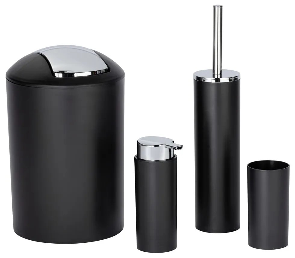 Set de accesorii de baie negru din plastic Calvo – Wenko